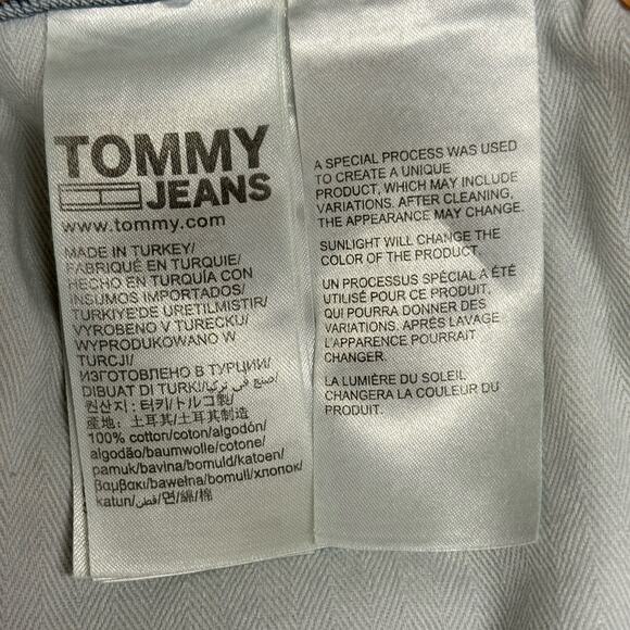 Tommy Hilfiger Embroidered Logo Denim Mini Skirt Women Size 32 Y2K Raw Hem NWT - Picture 9 of 10